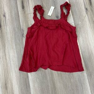 Ruffle Strap Red Camisole Tank Top